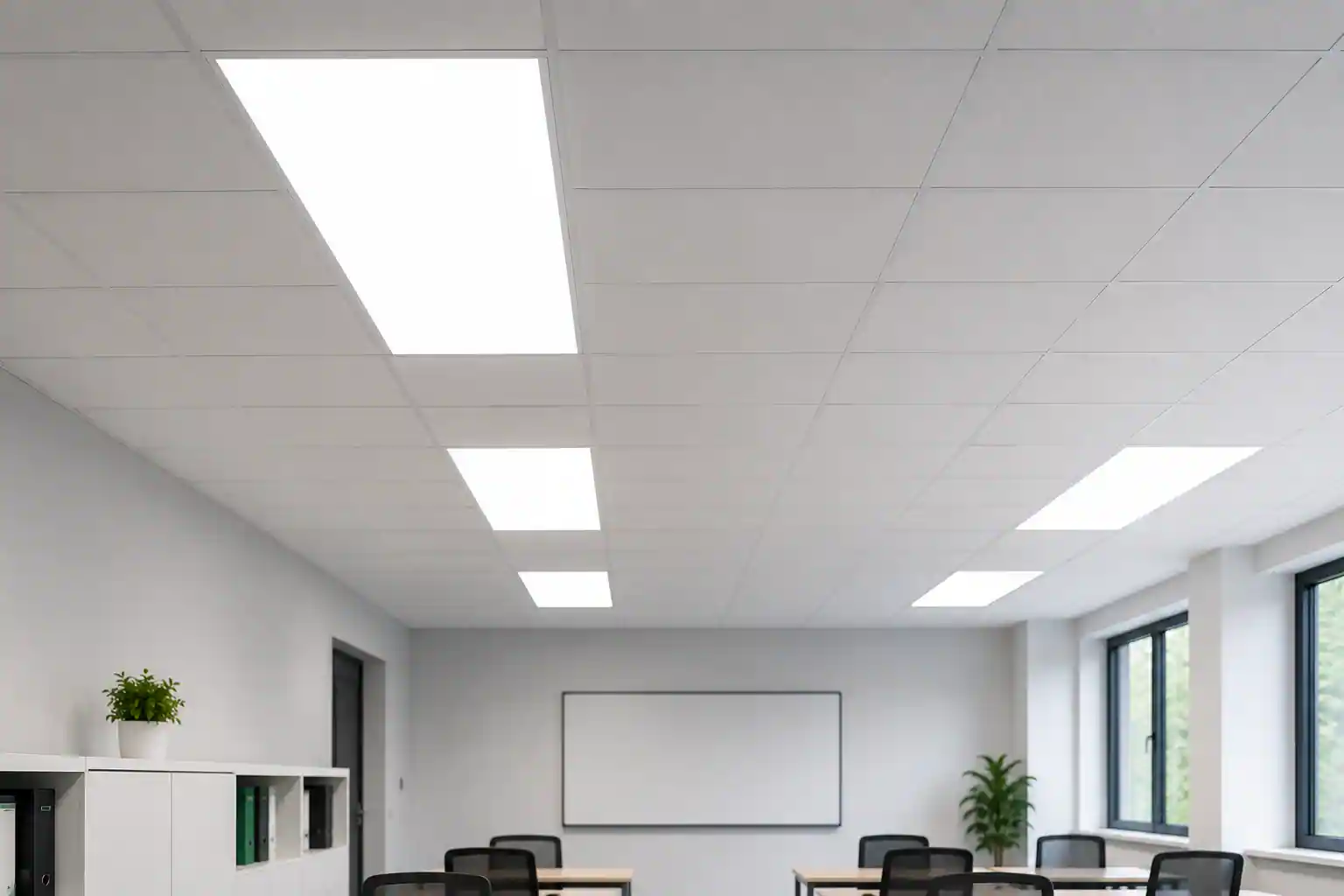 Boční pohled na hliníkový rám LED panelu 1200x300mm s plastovým difuzorem